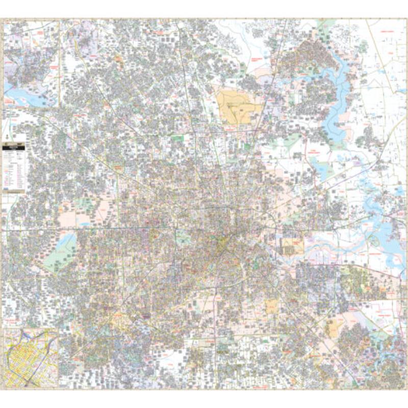 KA-C-TX-HOUSTON-laminated Houston, TX Wall Map, Laminated - 75.5 x 69 in.
