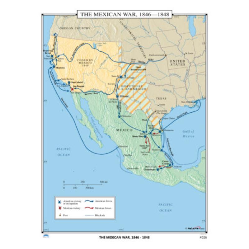 KA-HIST-026-springroller-sr No.026 The Mexican War, 1846-1848 Map, Laminated - Spring Roller - Published 2005 - 36 x 49.75 in.