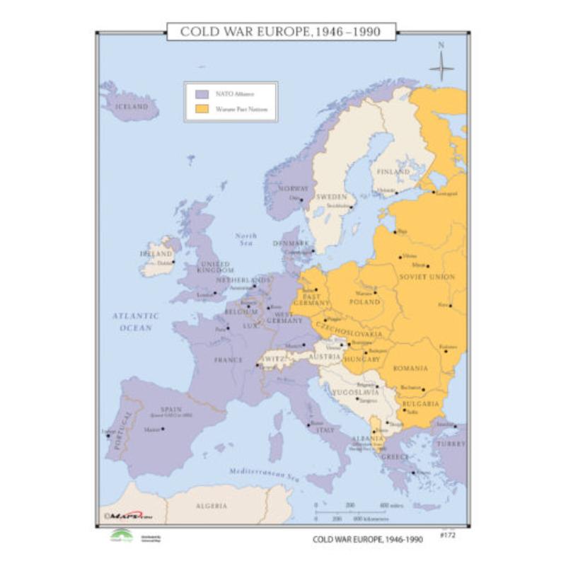 KA-HIST-172-springroller-sr No.172 Cold War Europe, 1946-1990 Map, Laminated - Spring Roller - Published 2005 - 36 x 49.75 in.