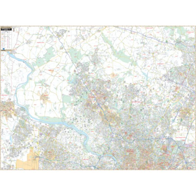 KA-C-MD-MONTGOMERY-lam-rails-black Montgomery County, Maryland Wall Map, Laminated with Rails - Black Molding - 73 x 54 in.