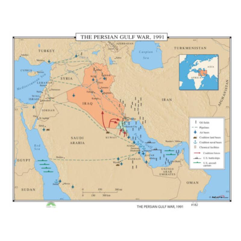 KA-HIST-182-springroller-sr No.182 The Persian Gulf War, 1991 Map, Laminated - Spring Roller - Published 2005 - 36 x 49.75 in.