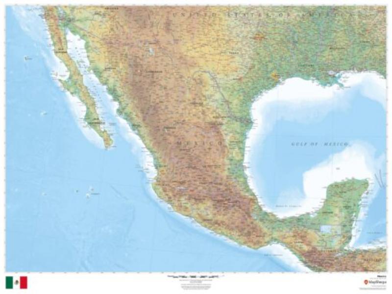 KA-MEXICO-WALL-63x47-springroller-sr Mexico Wall Map, Laminated - Spring Roller - Published 2018 - 63 x 47 in.