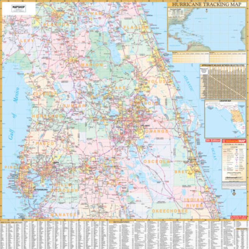 KA-R-FL-CENTRAL-springroller-sr Central Florida Regional Wall Map, Laminated - Spring Roller - Published 2008 - 54 x 54 in.