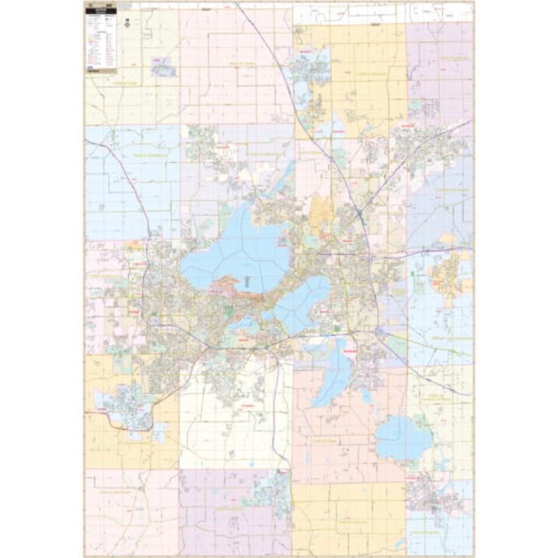 KA-C-WI-MADISON-springroller-sr Madison, WI Wall Map, Laminated - Spring Roller - Published 2013 - 54 x 76.25 in.