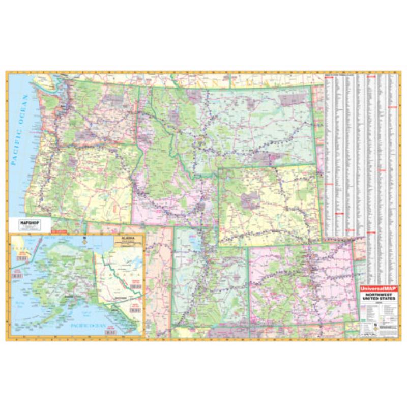 KA-R-US-NORTHWEST-springroller-sr Northwest United States Regional Wall Map, Laminated - Spring Roller - Published 2009 - 64 x 46 in.