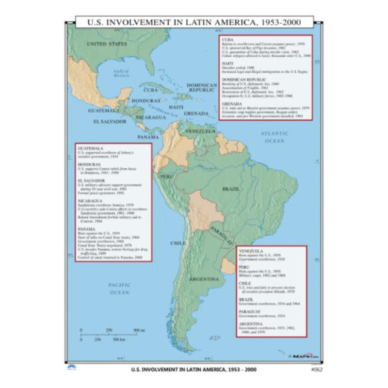 No.178 US Involvement in Latin America, 1953-2000 Map, Laminated - Spring Roller - Published 2005 - 36 x 49.75 in.