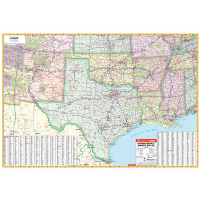 KA-R-US-SOUTHCENTRAL-springroller-sr South Central United States Regional Wall Map, Laminated - Spring Roller - Published 2009 - 65 x 45 in.