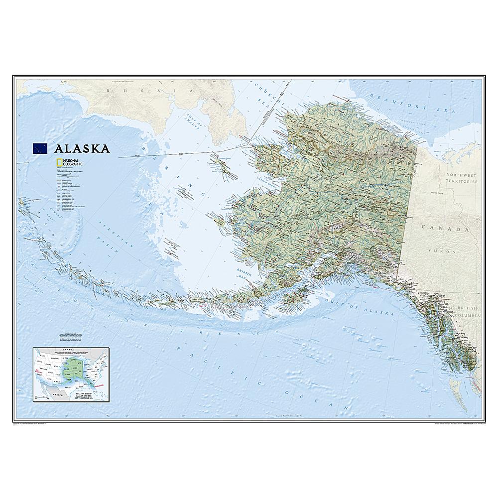 KA-S-AK-WALL-springroller-sr Alaska State Wall Map, Laminated - Spring Roller - Published 2017 - 64 x 45 in.