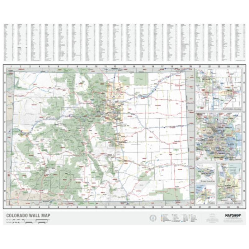 KA-S-CO-WALL-springroller-sr Colorado State Wall Map, Laminated - Spring Roller - Published 2023 - 56.5 x 58.5 in.