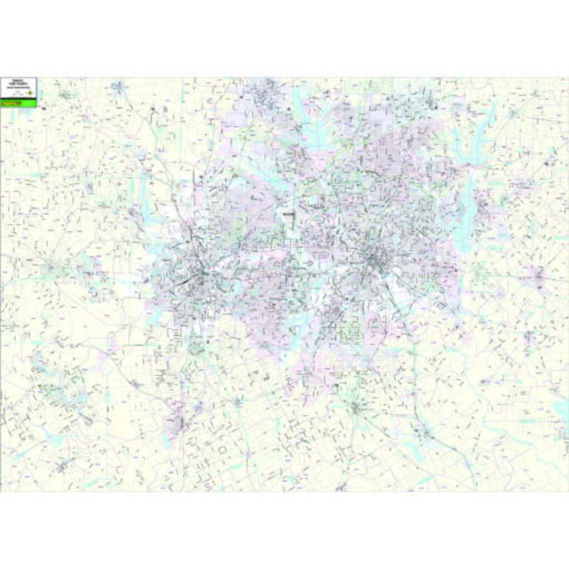 KA-C-TX-DFWTFARES-springroller-sr Dallas-Fort Worth, TX Major Thoroughfares Wall Map, Laminated - Spring Roller - 63 x 46 in.
