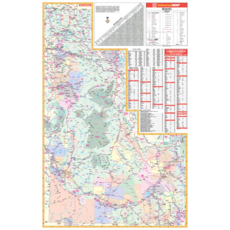 KA-S-ID-WALL-springroller-sr Idaho State Wall Map, Laminated - Spring Roller - Published 2005 - 42 x 65 in.