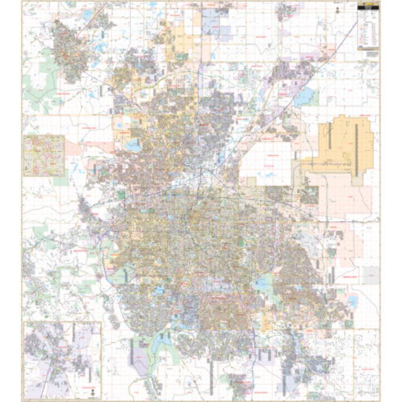 KA-C-CO-DENVERMETRO-lam-rails-walnut Denver, CO Metro Area Wall Map, Laminated with Rails - Walnut Molding - 78.5 x 75 in.