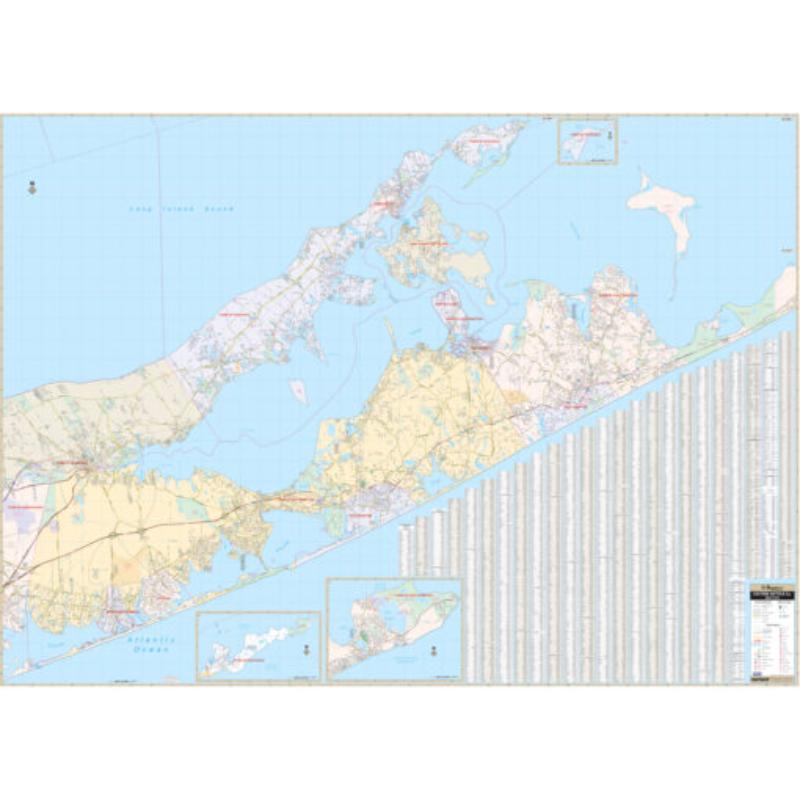 KA-C-NY-SUFFOLKEAST-lam-rails-walnut Eastern Suffolk County, NY Wall Map, Laminated with Rails - Walnut Molding - 75 x 54 in.
