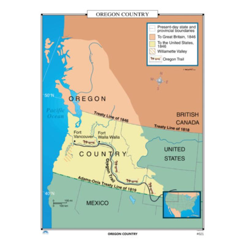 KA-HIST-021-springroller-sr No.021 Oregon Country Map, Laminated - Spring Roller - Published 2005 - 36 x 49.75 in.