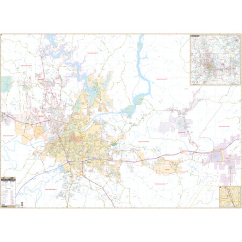 KA-C-AL-TUSCALOOSA-springroller-sr Tuscaloosa, AL Wall Map, Laminated - Spring Roller - Published 2012 - 73.5 x 53.5 in.