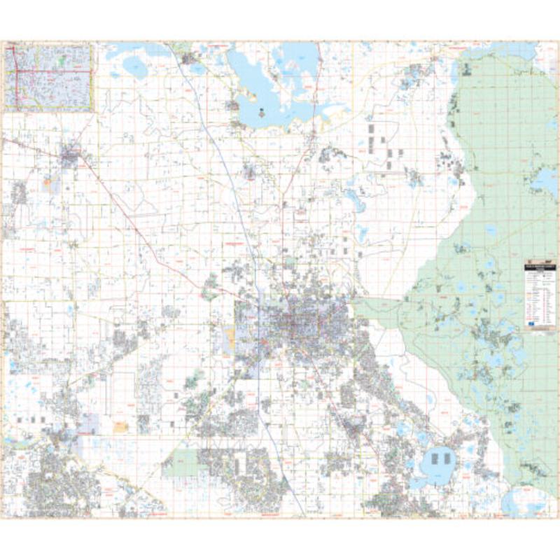 KA-C-FL-OCALA-laminated Ocala & Marion County, FL Wall Map, Laminated - 78 x 67 in.