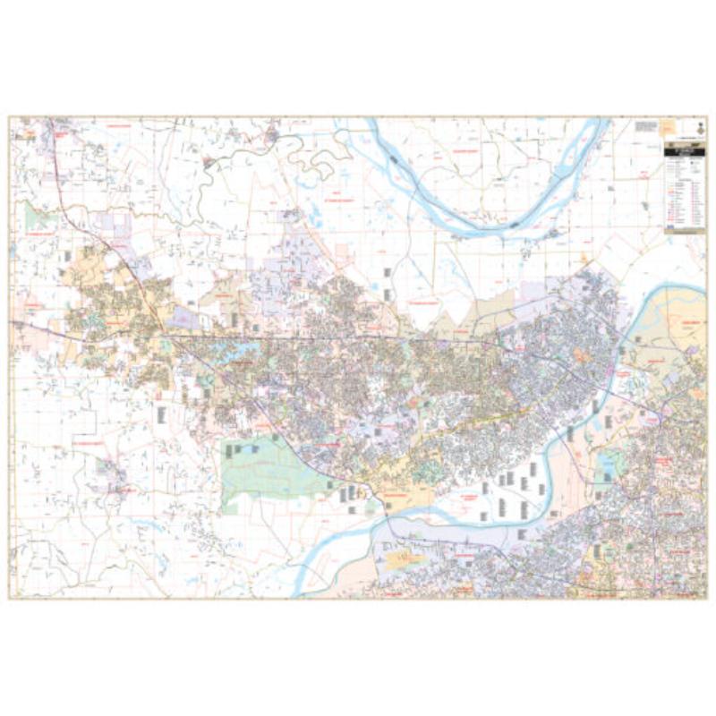 KA-C-MO-STCHARLES-springroller-sr St Charles, MO Wall Map, Laminated - Spring Roller - Published 2008 - 73 x 50.5 in.