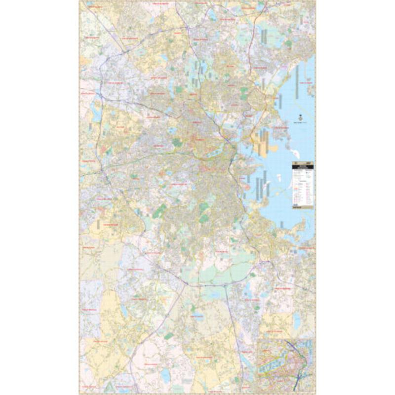 KA-C-MA-BOSTON-springroller-sr Boston, MA Wall Map, Laminated - Spring Roller - Published 2011 - 48 x 79 in.