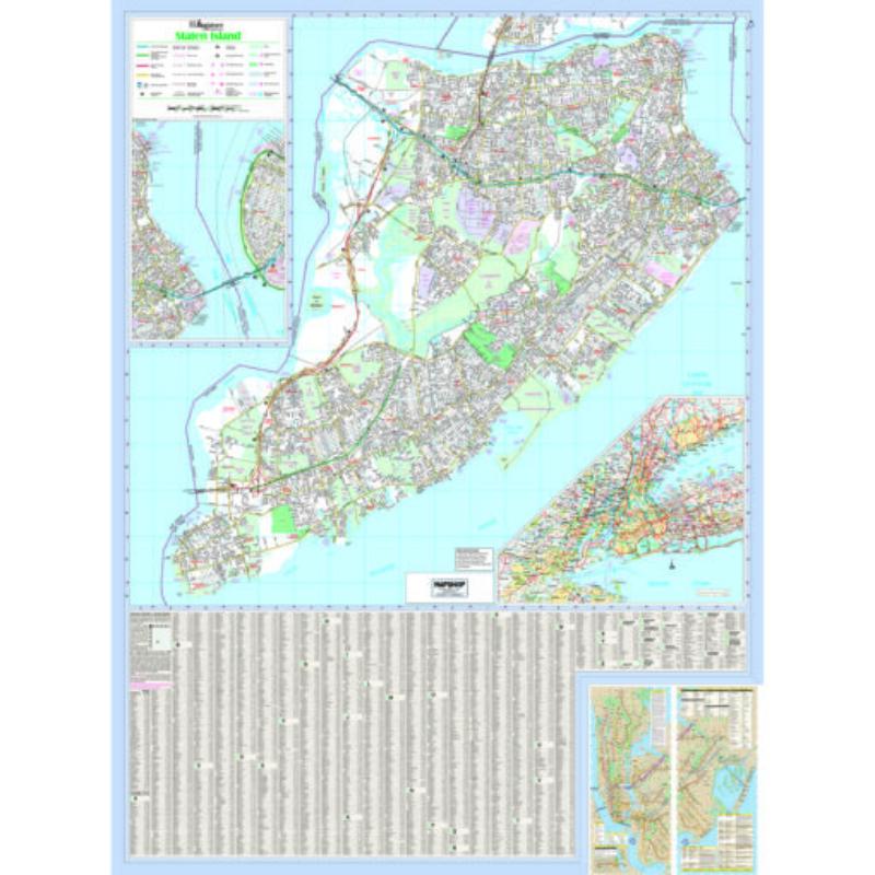 KA-C-NY-STATENISLAND-springroller-sr Staten Island, NY Wall Map, Laminated - Spring Roller - Published 2011 - 48 x 64.5 in.