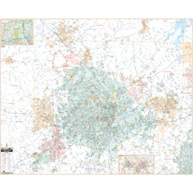 KA-C-NC-WINSTONSALEM-lam-rails-walnut Winston-Salem & Forsyth County, NC Wall Map, Laminated with Rails - Walnut Molding - 70 x 57 in.