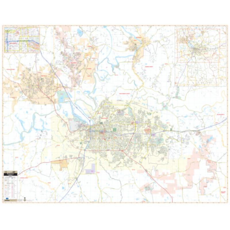 KA-C-AL-MONTGOMERY-lam-rails-black Montgomery, AL Wall Map, Laminated with Rails - Black Molding - 52.5 x 62.5 in.