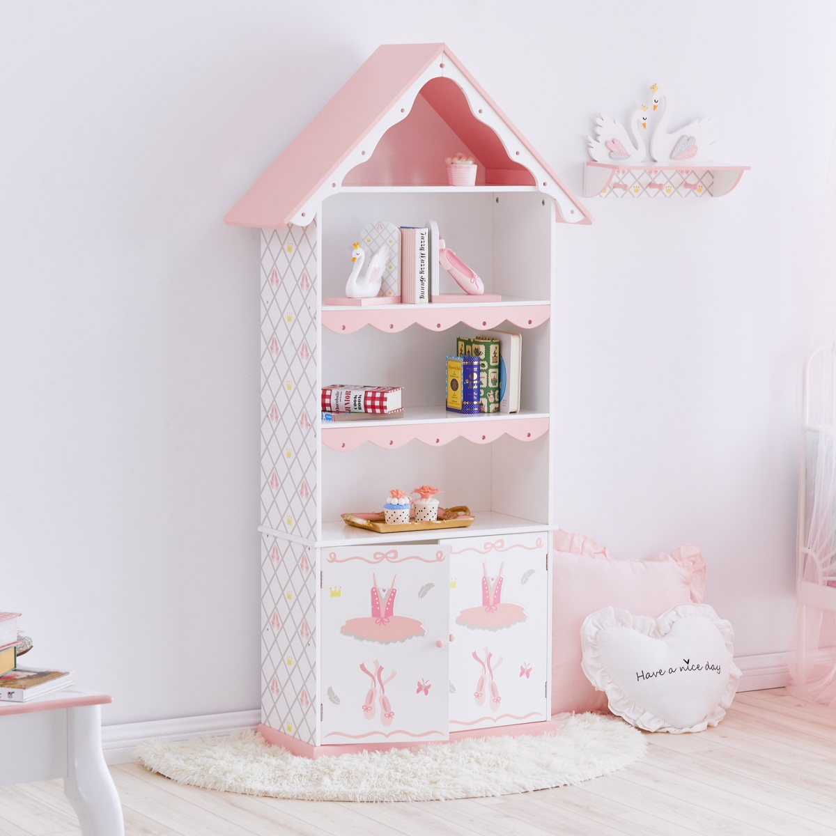 Swan Lake Bookshelf - White & Pink