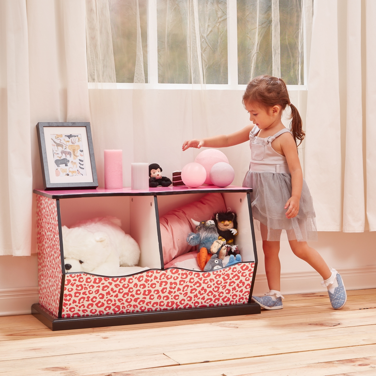 Picture of Teamson Kids TD-12473P Fashion Leopard Prints Miranda Toy Cubby Storage&#44; Pink & Black