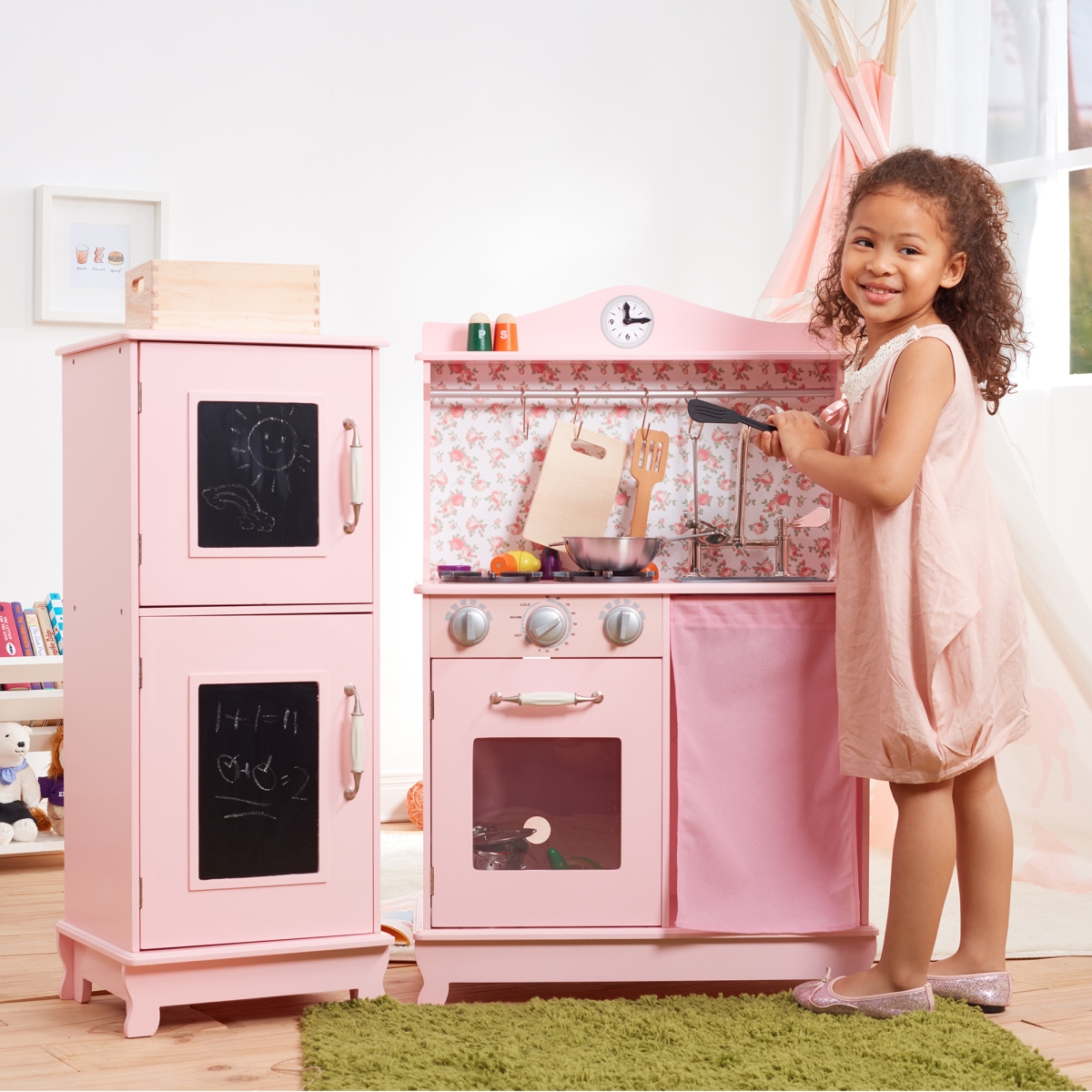 Picture of Teamson Kids TD-12273P Little Chef Provence Retro Play Kitchen&#44; Pink