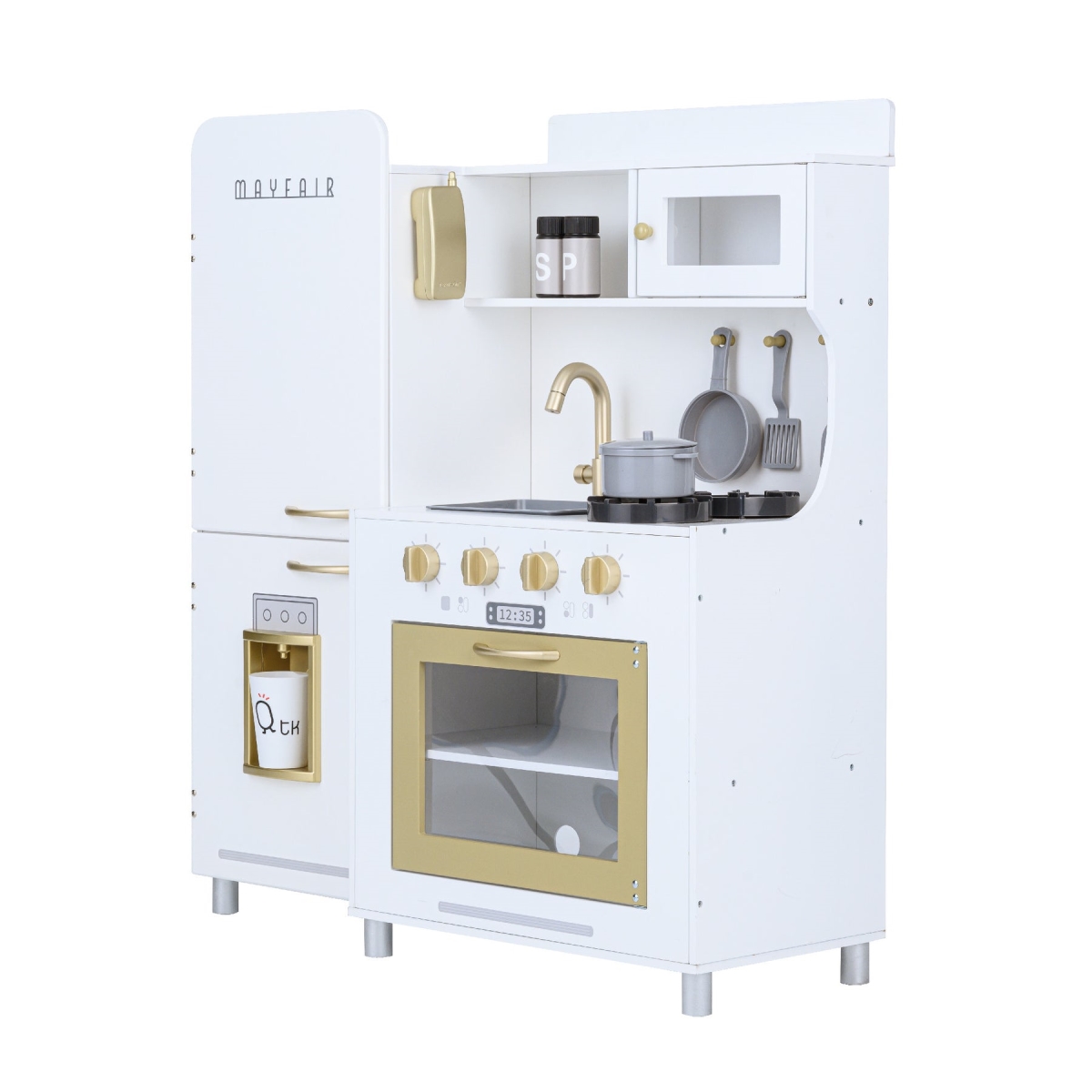 Teamson  Little Chef Mayfair Classic Kids Kitchen Playset with 11 Accessories, White & Gold
