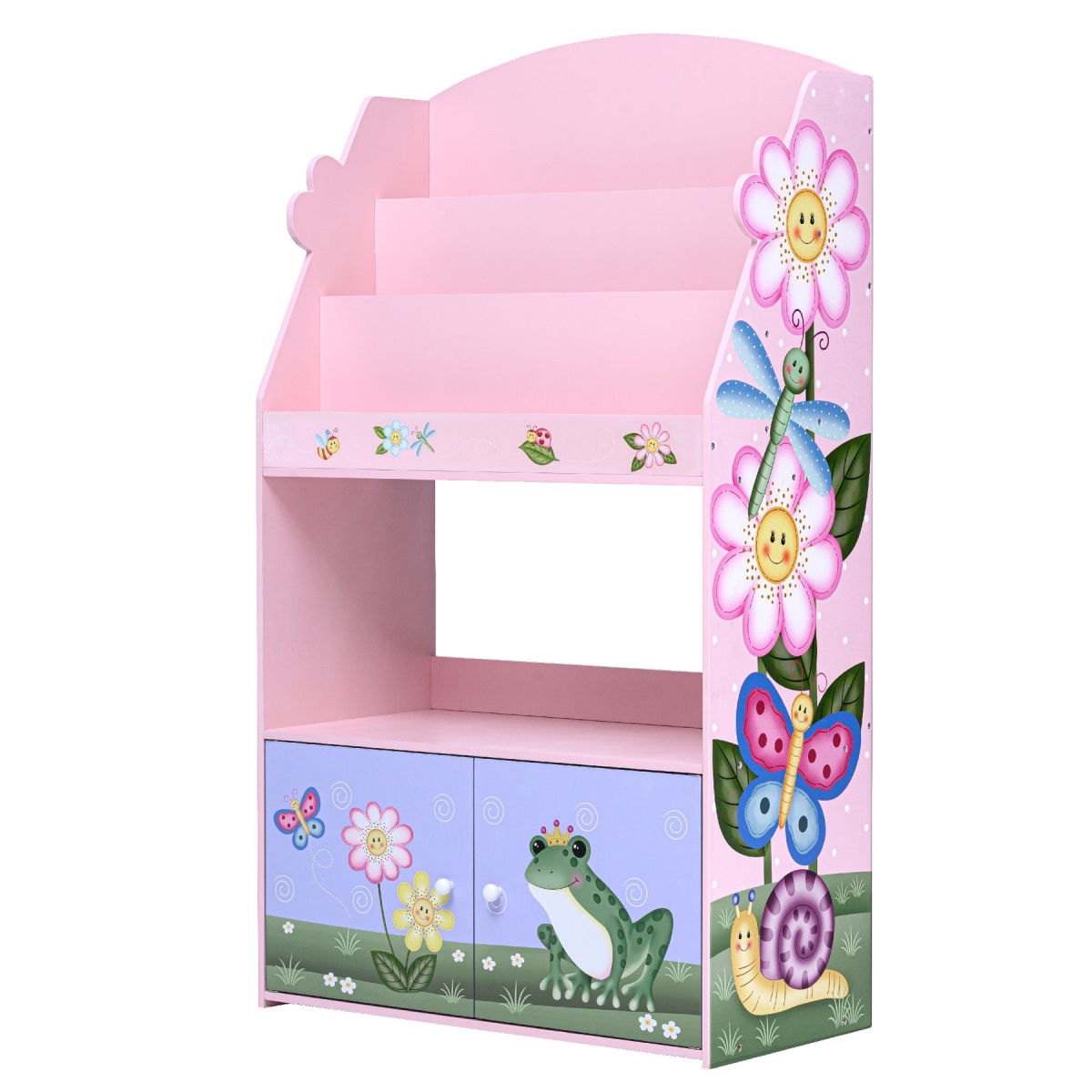 Picture of Teamson TD-13394MG Fantasy Fields Magic Garden Kids 3-Tier Wooden Bookshelf with Storage, Multi Color
