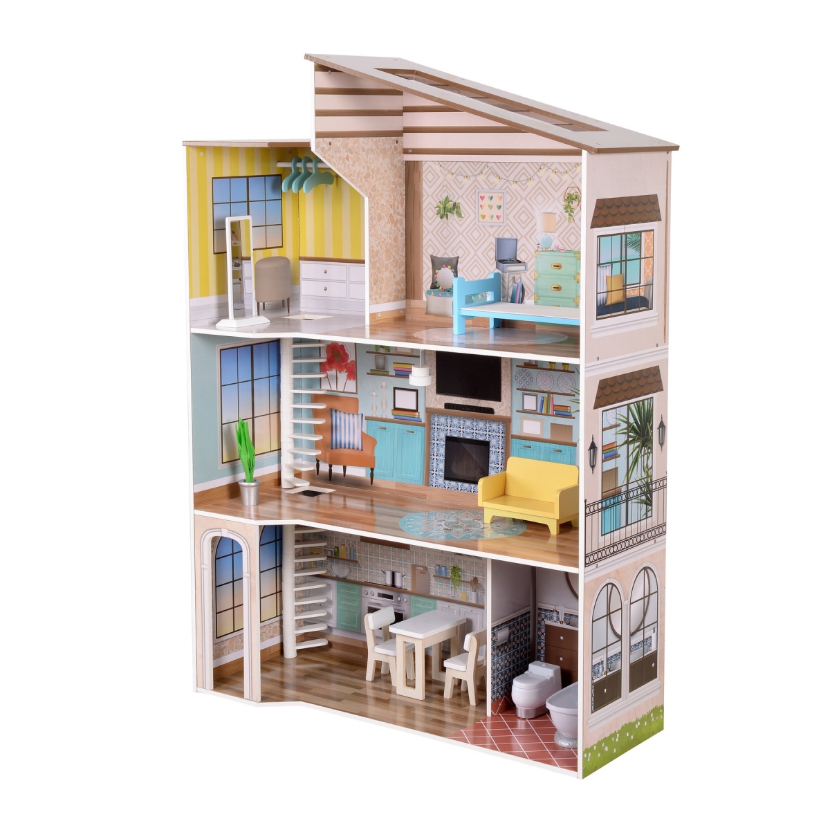 Picture of Teamson TD-13551B Olivias Little World Wooden Dreamland Mediterranean Doll House Set