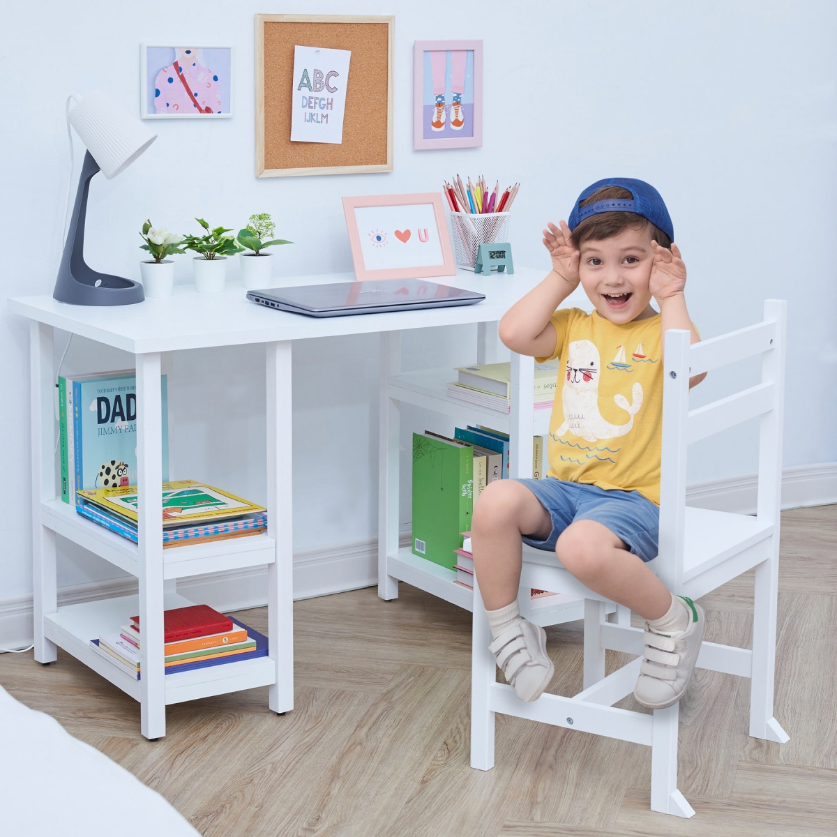 Picture of Teamson FF-00002W Fantasy Fields Wooden Play Desk with Shelves & Chair&#44; White