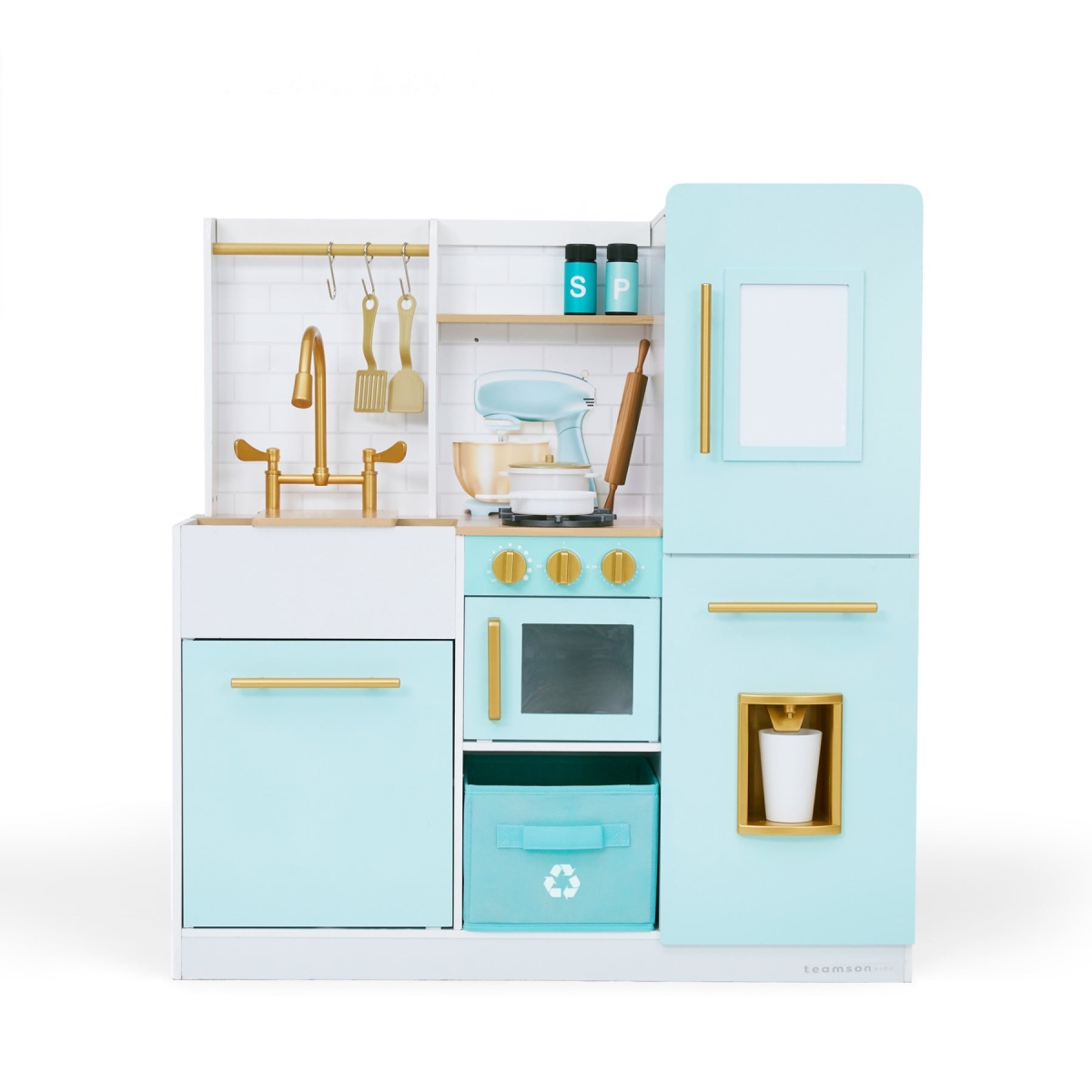 Teamson  Kids Biscay Delight Classic Play Kitchen with Magnetic Refrigerator & Accessories, Mint