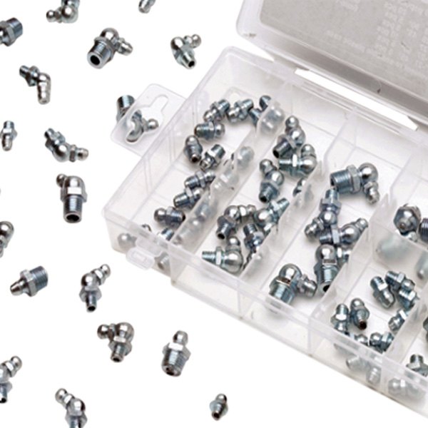 70 pc. Grease Fitting Assortment, Grease Nipples, SAE/Metric, Plastic Case