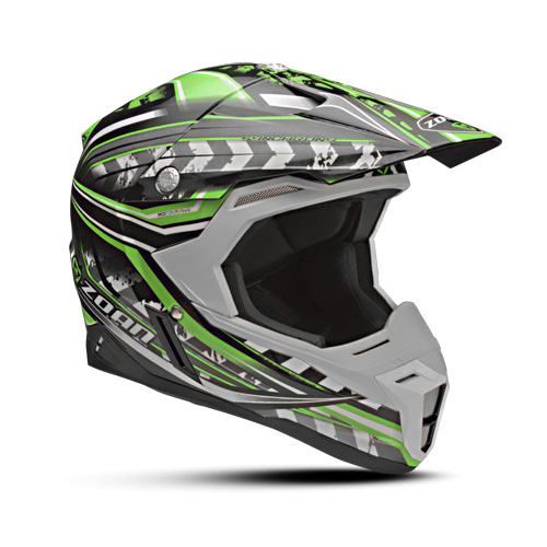 Monster Synchrony MX Motorcycle Helmet, Black & Green - 2X