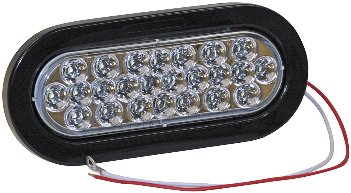 6 Inch Clear Oval Backup Light Kit with 24 LEDs (PL-2 Connection, Includes Grommet and Plug)