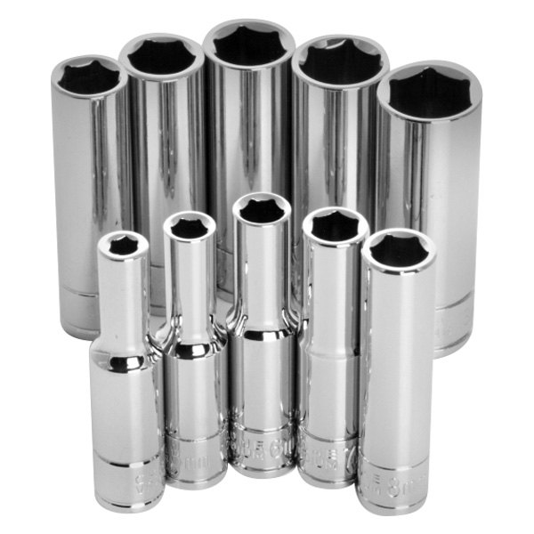 Performance Tool W36400 0.25 in. Drive 6-Point MET DW Socket Set, 10 Piece