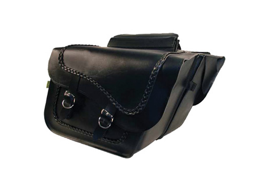 58709-20 Braided Series Large Slant Saddlebag Set - Black