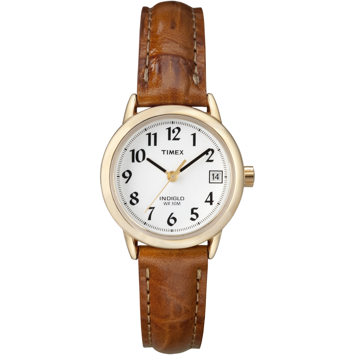 Womens Easy Reader Brown Croco Patterned Leather Strap Watch