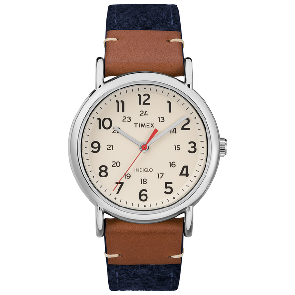 TW2R420009J Unisex Weekender Fabric & Leather Strap Watch - Blue, Brown & Cream