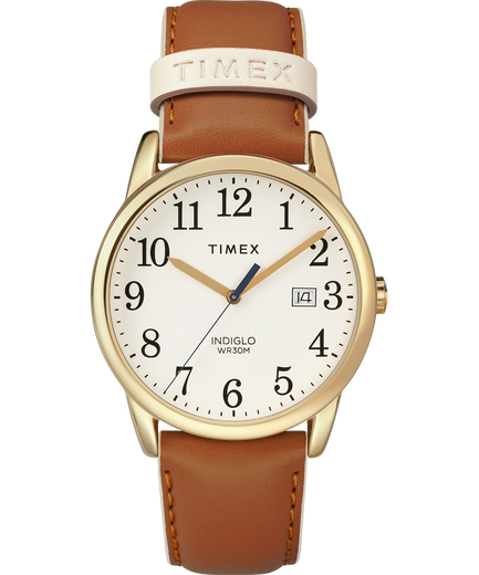 Womens Easy Reader -Tone Leather Strap Watch, Brown & Gold