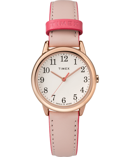 Womens Easy Reader Small -Tone Leather Strap Watch, Pink & Rose Gold