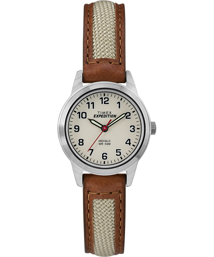 Womens Expedition Field Mini Natural Nylon & Leather Strap Watch, Brown