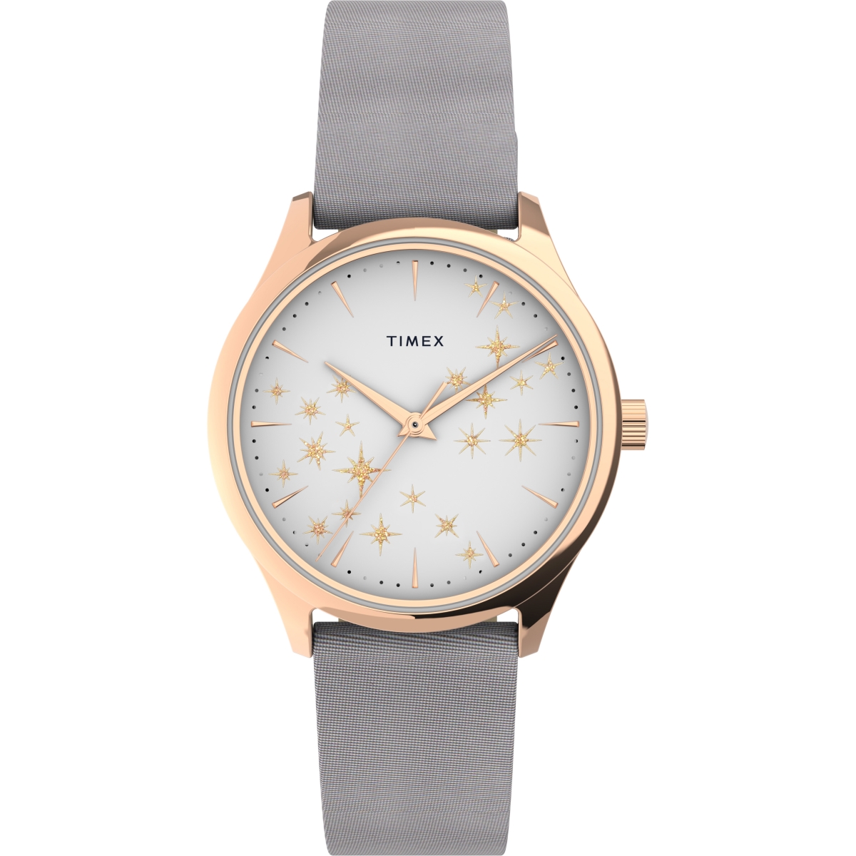 Picture of Timex TW2U572009J 32 mm Womens Starstruck Watch Rose Gold-Tone Case Dial with Leather Strap&#44; Gray & White