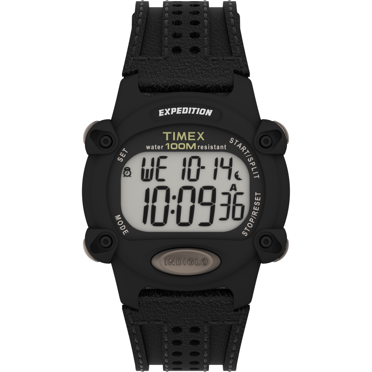 Picture of Timex TW4B204009J 39 mm Men Expedition Black Case Digital CAT Watch with Black Fabric & Leather Strap