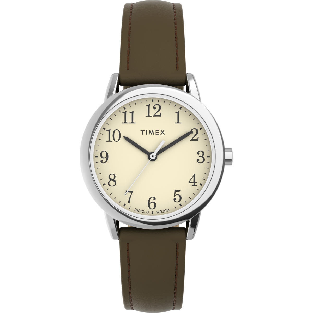 Picture of Timex TW2V690009J 30 mm Womens Easy Reader Watch&#44; Brown Strap with Cream Dial - Silver-Tone Case