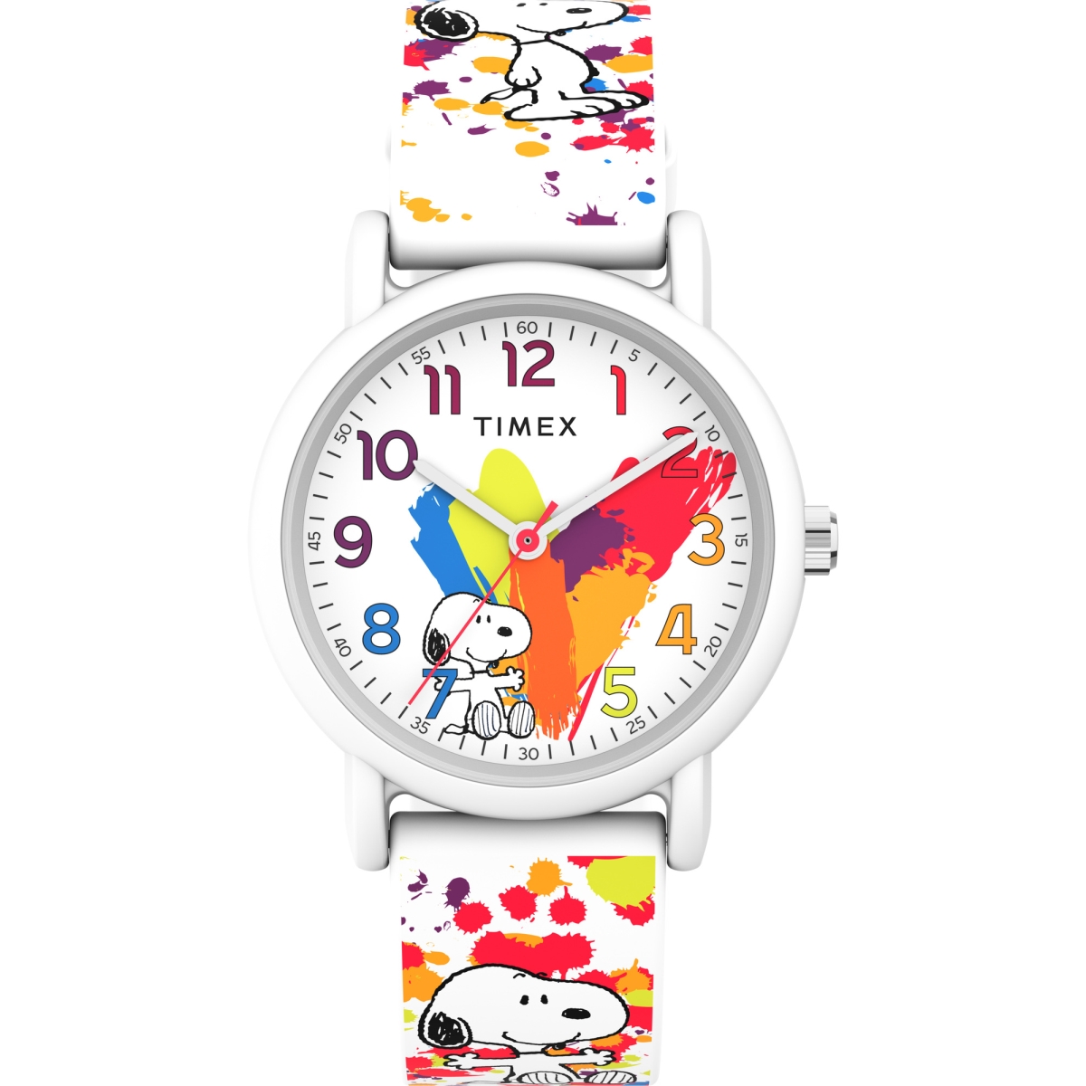 Picture of Timex TW2V77600JT 36 mm Peanuts Unisex Weekender Watch - White Strap&#44; Dial & Case