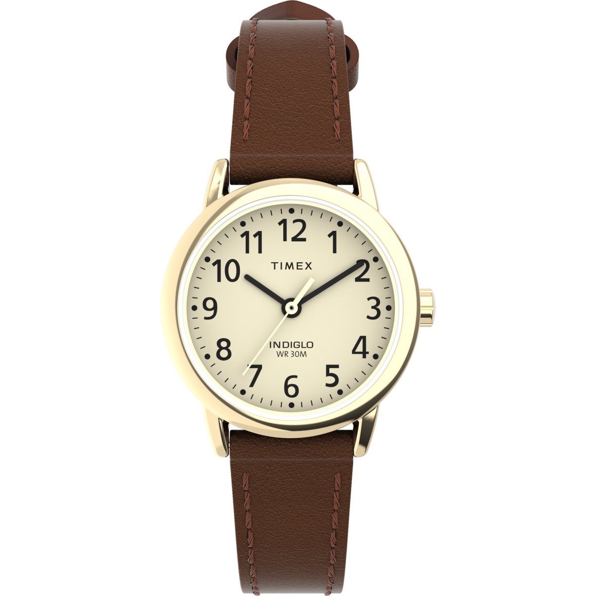 Picture of Timex TW2V754009J 25 mm Womens Easy Reader Classic Watch - Brown Strap Cream Dial Gold-Tone Case