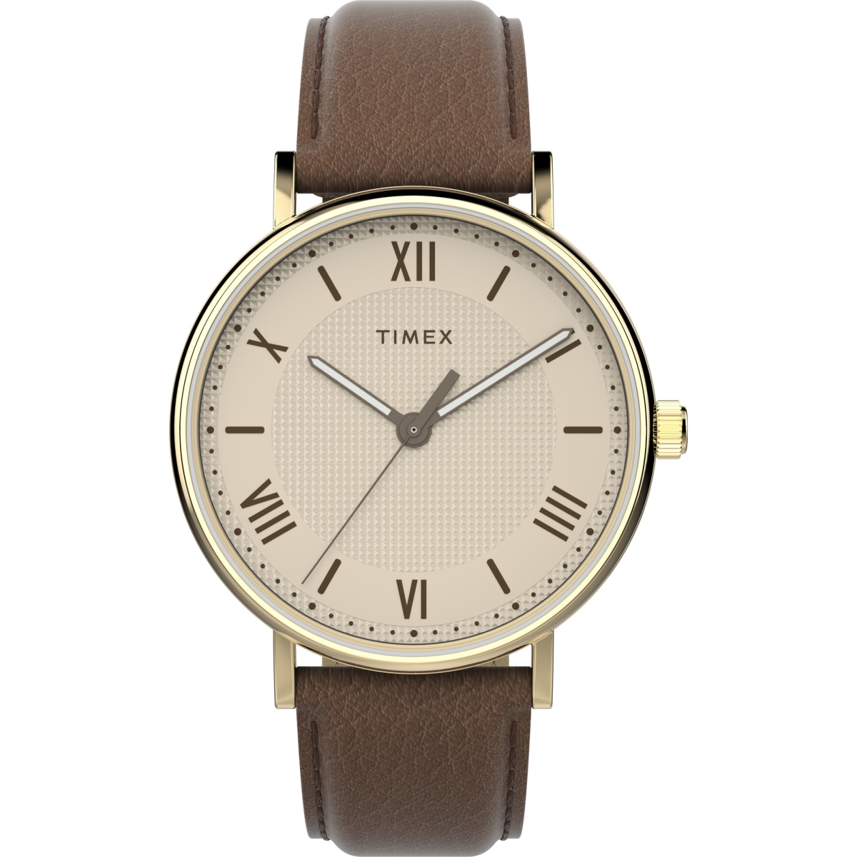 Picture of Timex TW2V913009J 41 mm Mens Southview Watch - Brown Strap Cream Dial Gold-Tone Case