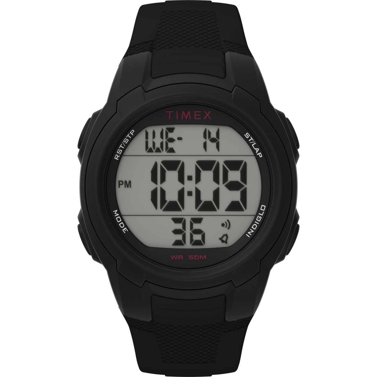 Picture of Timex TW5M58400SO 40 mm Unisex T100 Watch - Black Strap Digital Dial Black Case